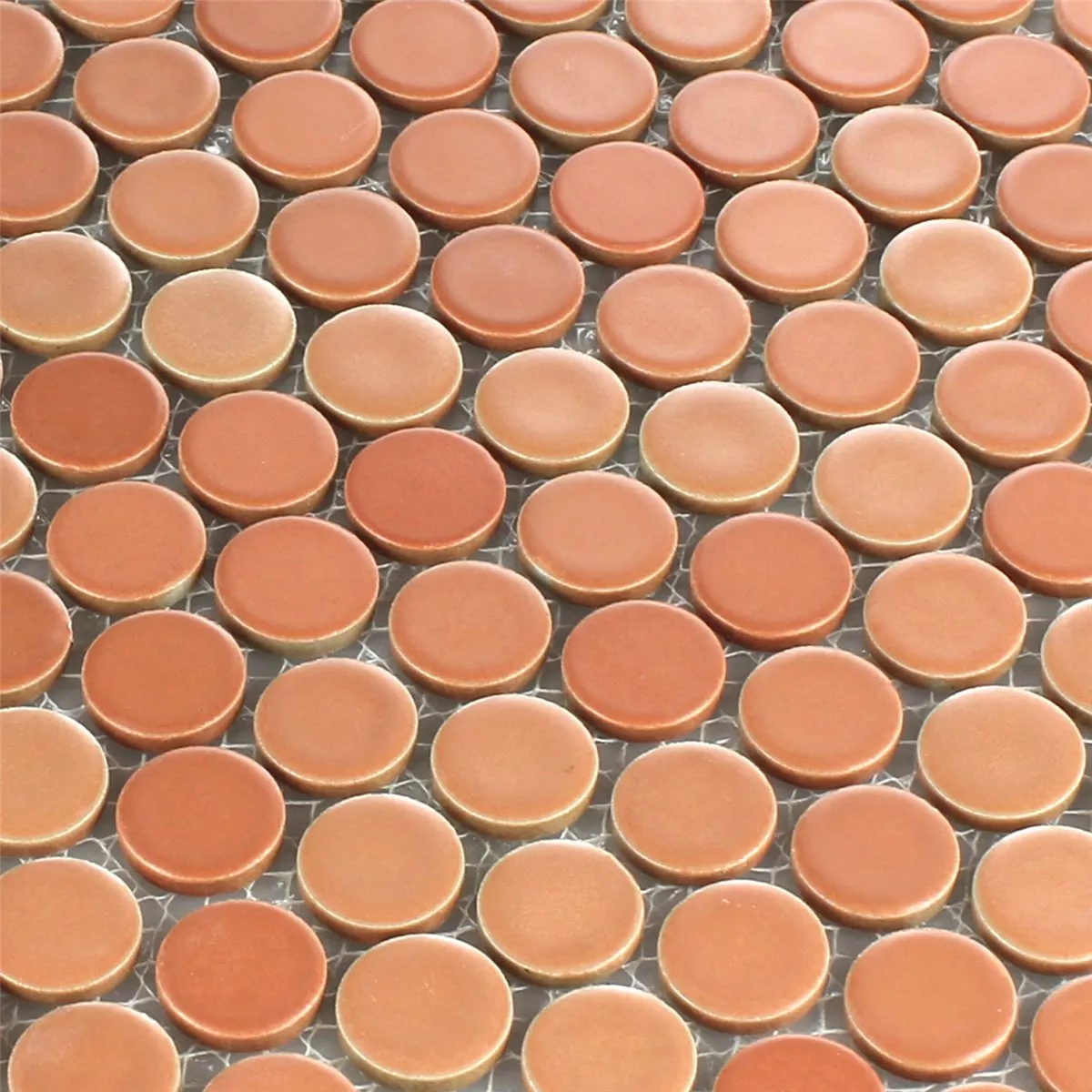 Muestra Azulejos De Mosaico Cerámica Boton Redondo Terracotta