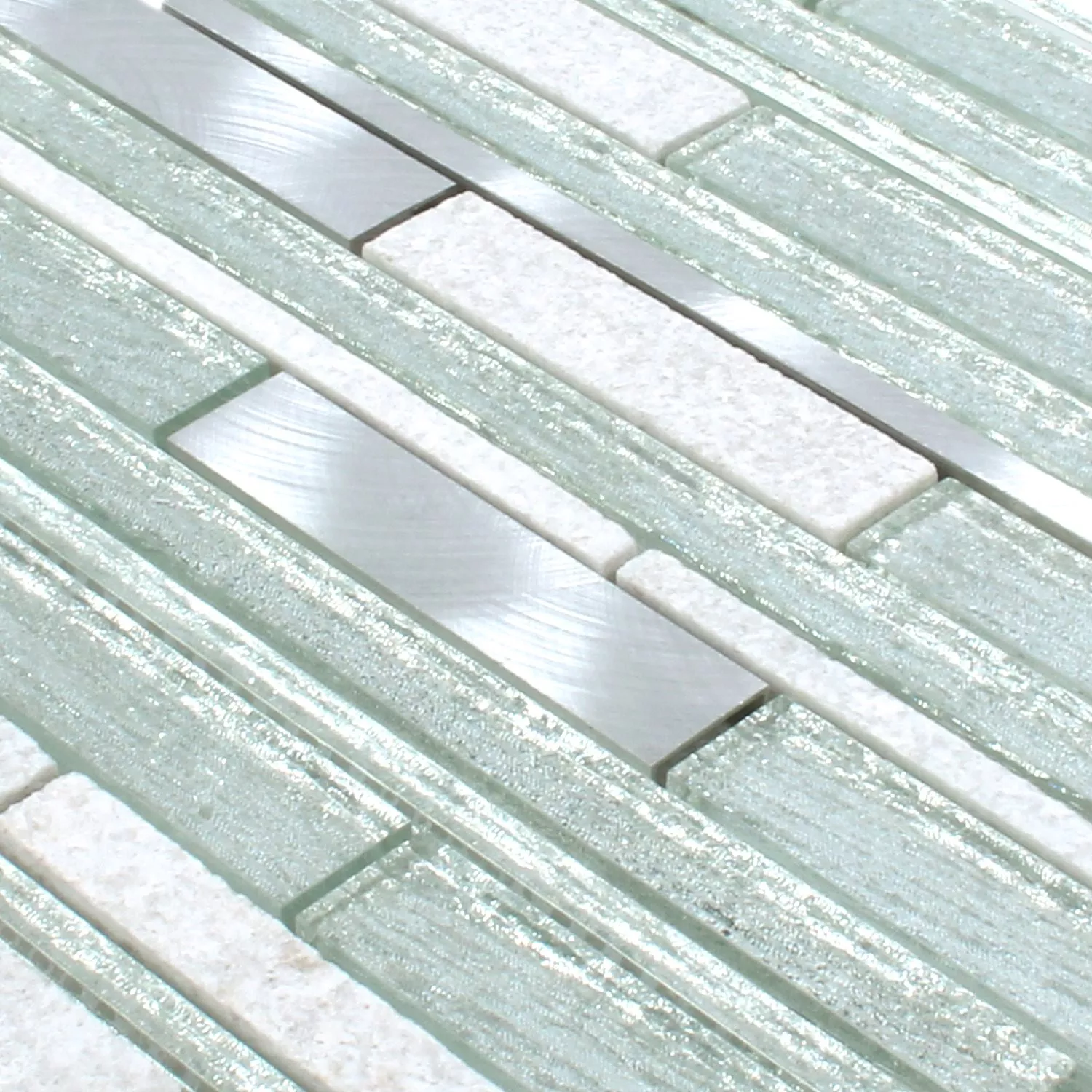 Azulejos De Mosaico Panorama Plateado Blanco