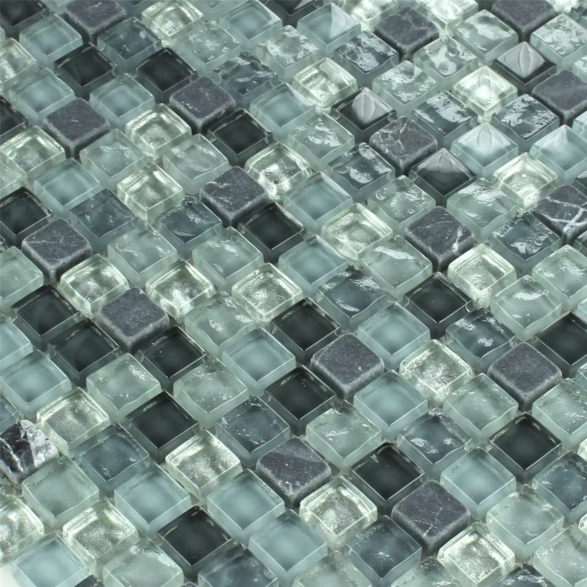 Azulejos De Mosaico Mármol Cristal Gris Mezcla 15x15x8mm