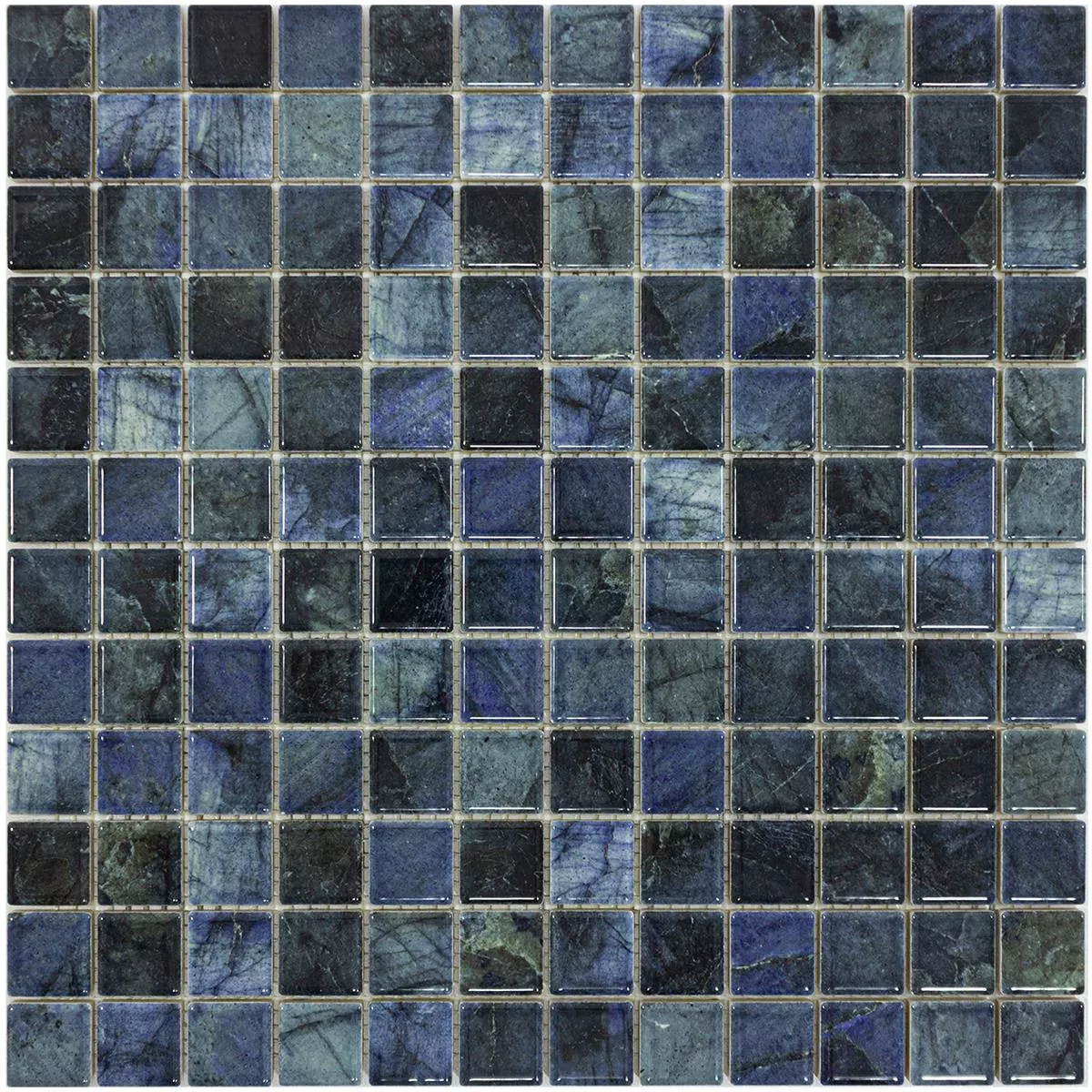 Mosaico Cerámico Azulejos Elysium Aspecto De Mármol Azul 23