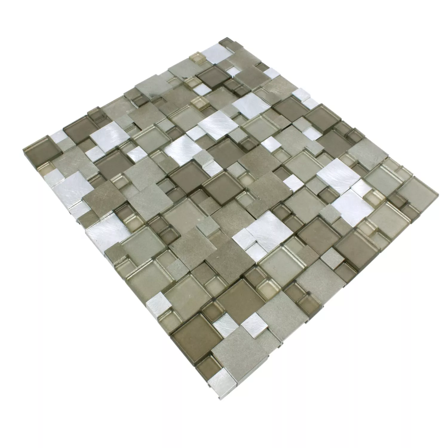 Azulejos De Mosaico Cristal Auminio Condor 3D Marrón Mezcla