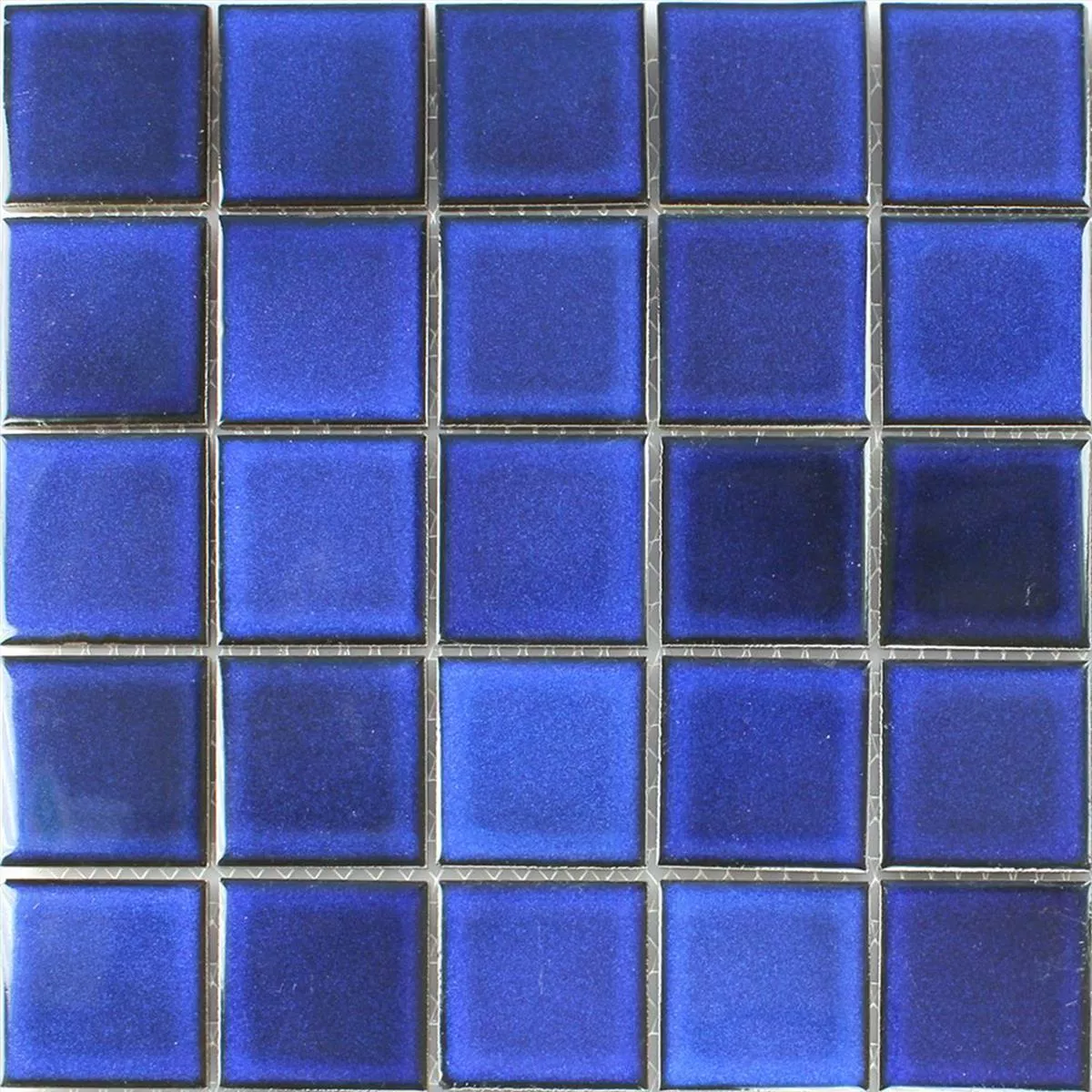 Muestra Azulejos De Mosaico Cerámicaespejo Azul Uni
