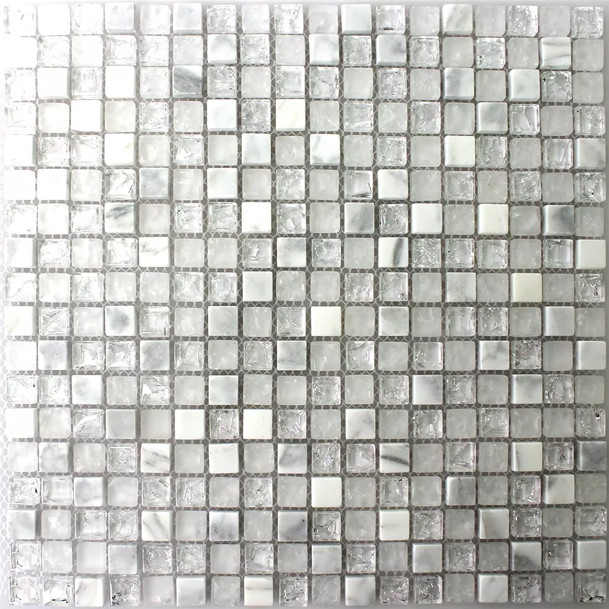 Muestra Azulejos De Mosaico Cristal Piedra Natural Roto Blanco Efecto