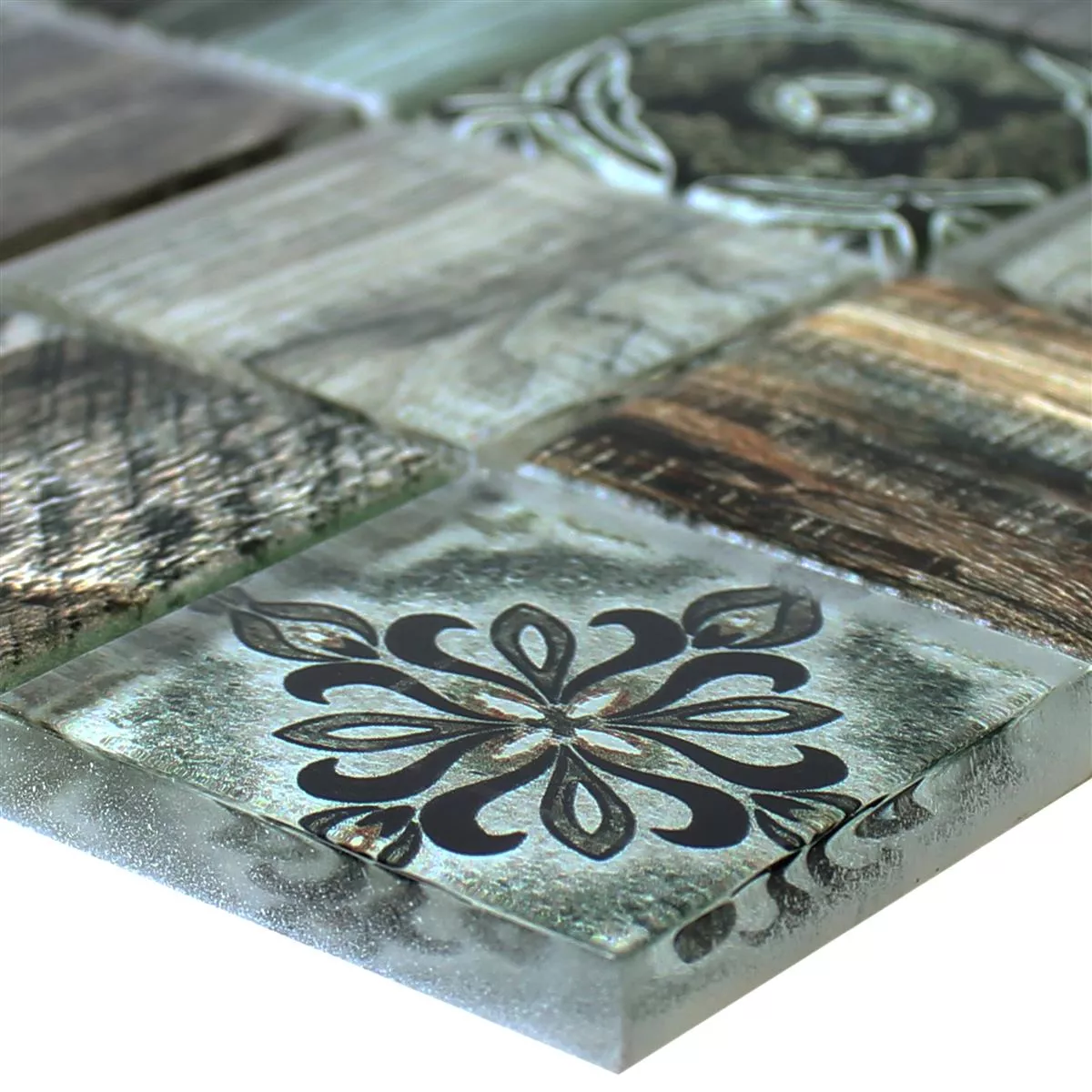 Mosaico De Cristal Azulejos Aspecto De Madera Makarska Marrón Verde