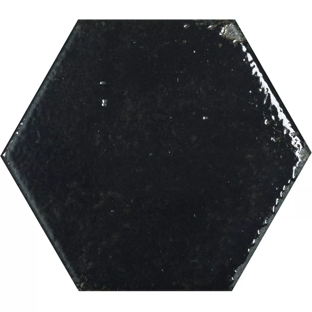 Muestra Revestimientos Lara Brillante Corrugado 13x15cm Hexagonales Negro