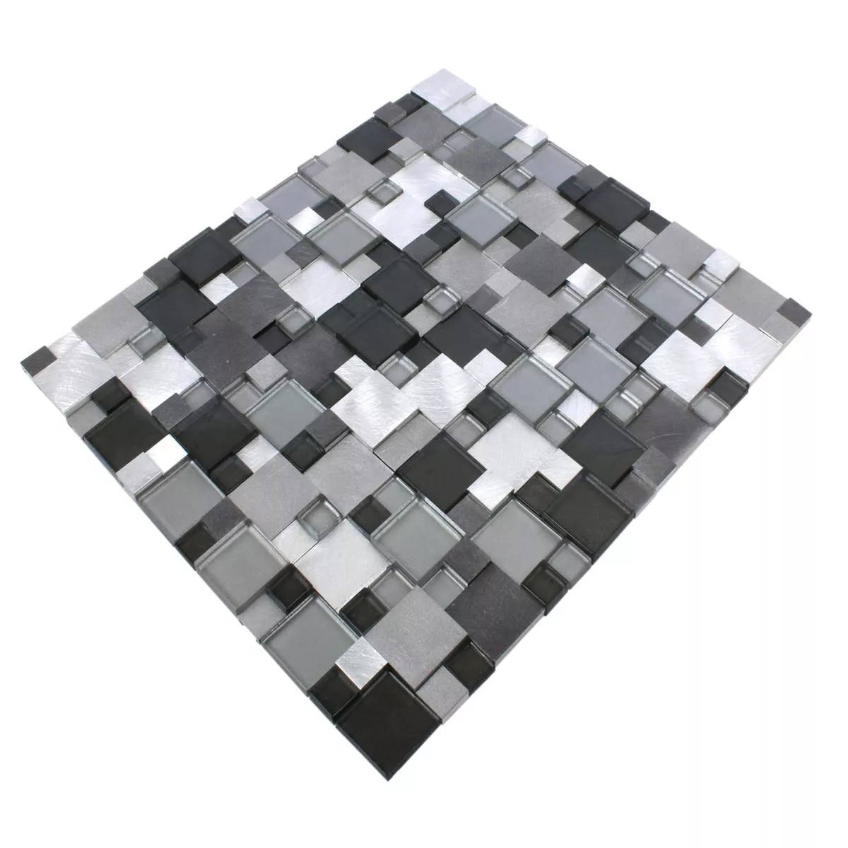 Azulejos De Mosaico Cristal Auminio Condor 3D Negro Mezcla