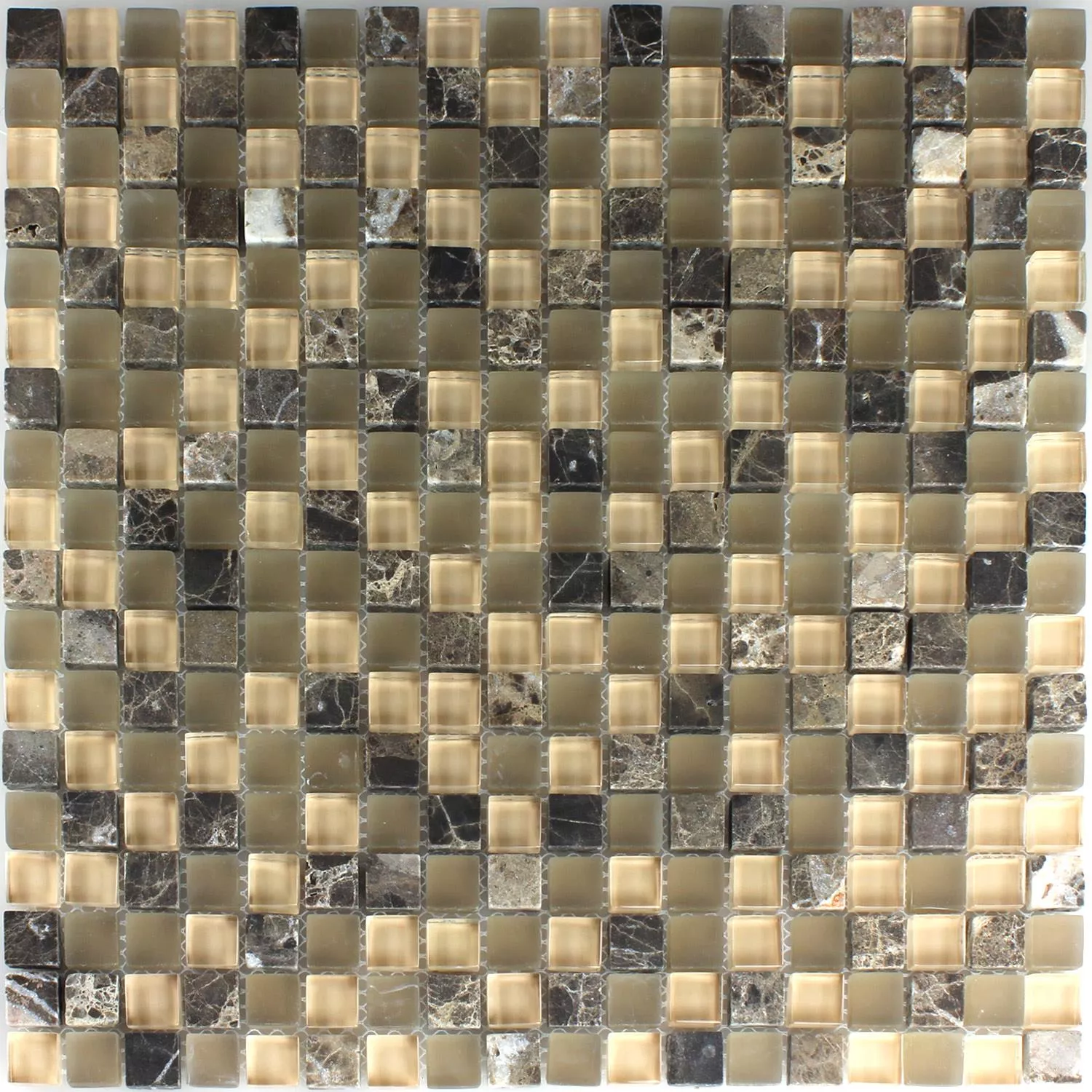 Azulejos De Mosaico Cristal Mármol 15x15x8mm Marrón Beige Mezcla