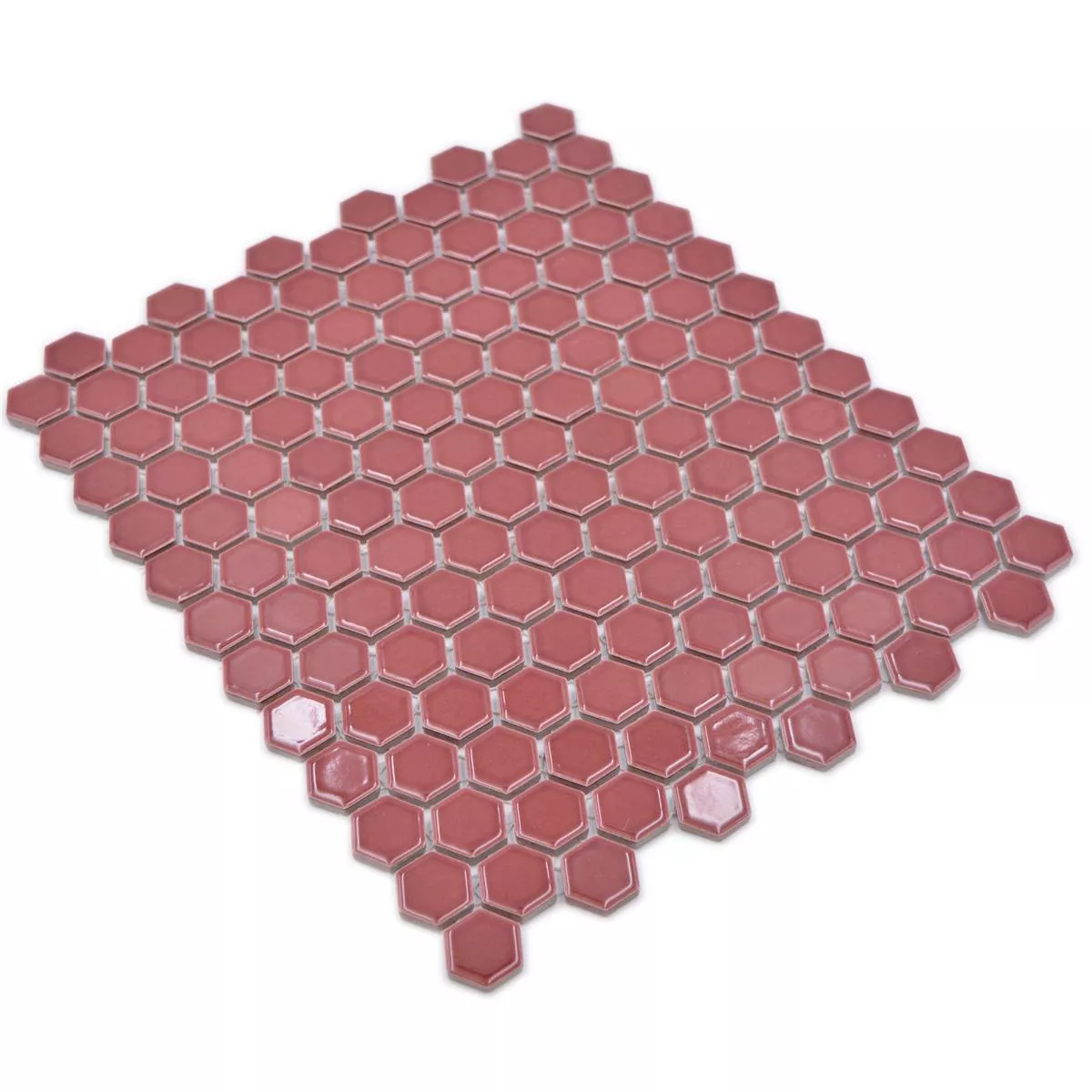 Muestra de Mosaico Cerámico Salomon Hexagonales Bordeaux Rojo H23