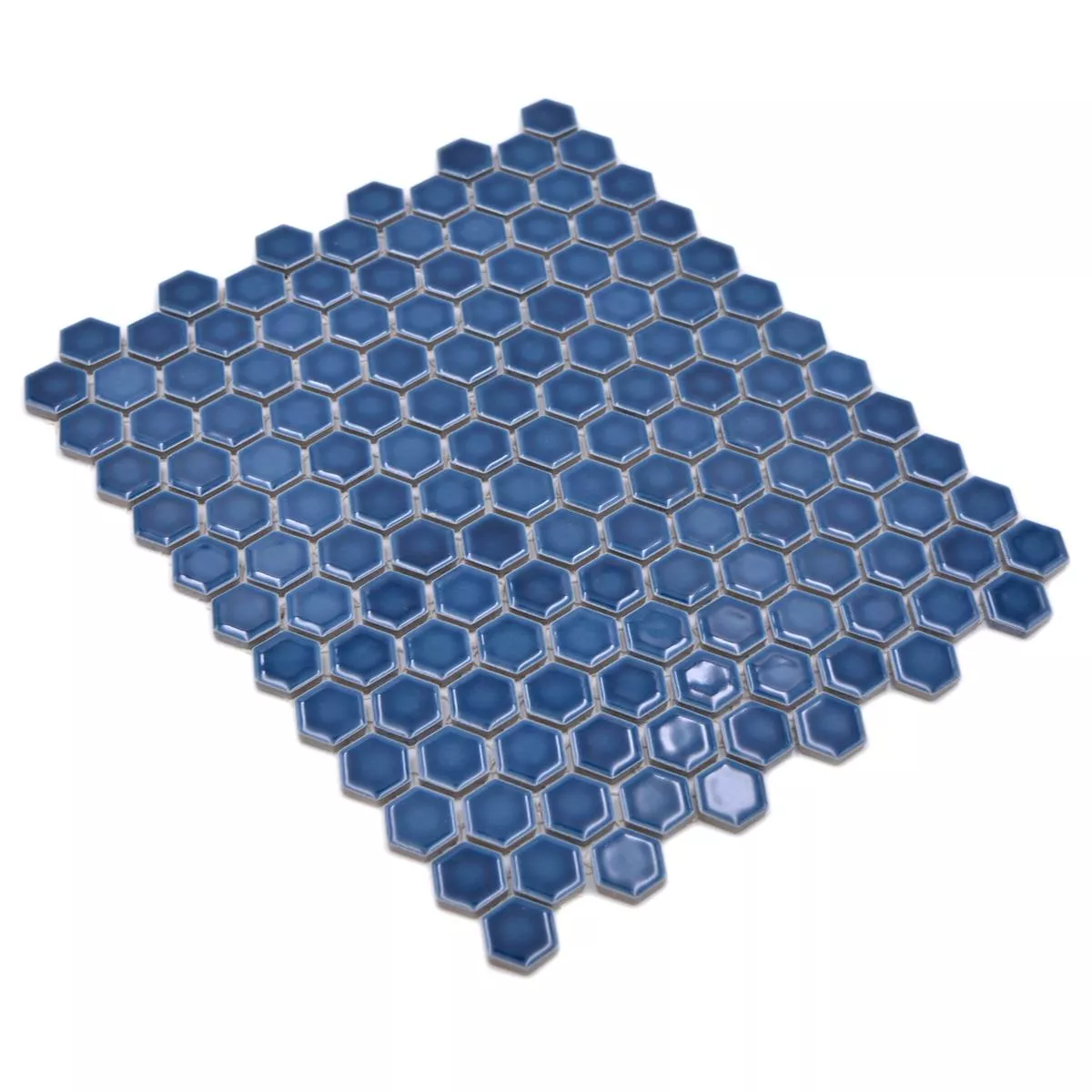 Muestra de Mosaico Cerámico Salomon Hexagonales Azul Verde H23