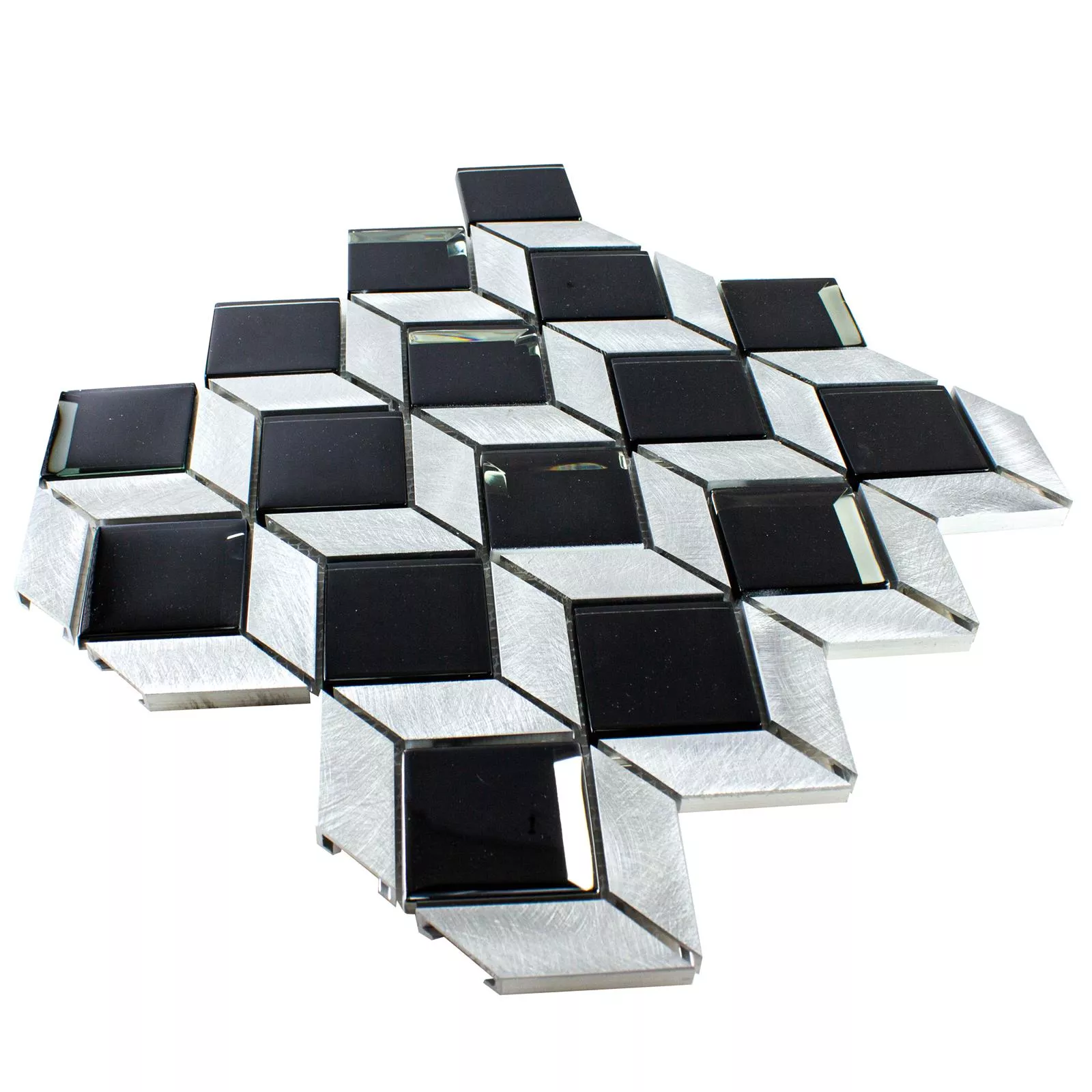 Cristal Metal Azulejos De Mosaico Tanja Negro Plateado Cubo