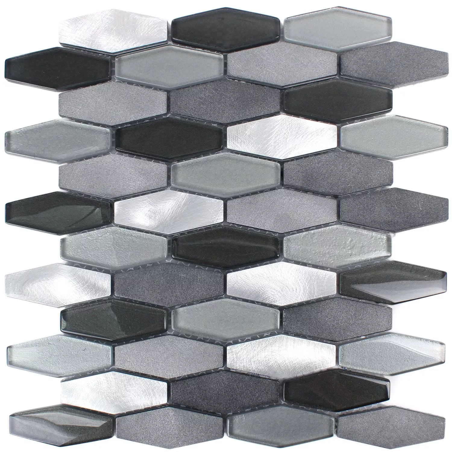 Azulejos De Mosaico Hexagonales Lupo Negro Plateado