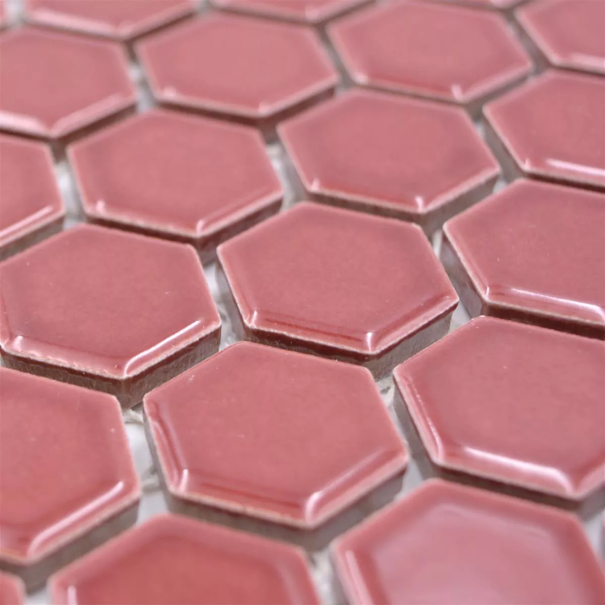 Mosaico Cerámico Salomon Hexagonales Bordeaux Rojo H23