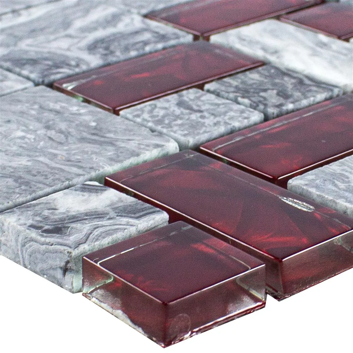 Vidrio Piedra Natural Mosaico Azulejos Gris Sinop Rojo 2 Mix
