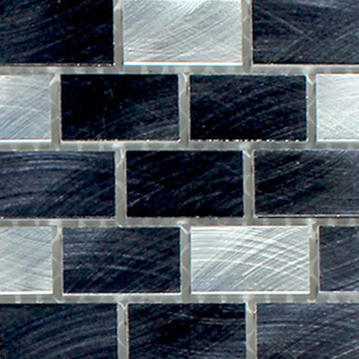 Muestra Azulejos De Mosaico Auminio Plateado Negro 
