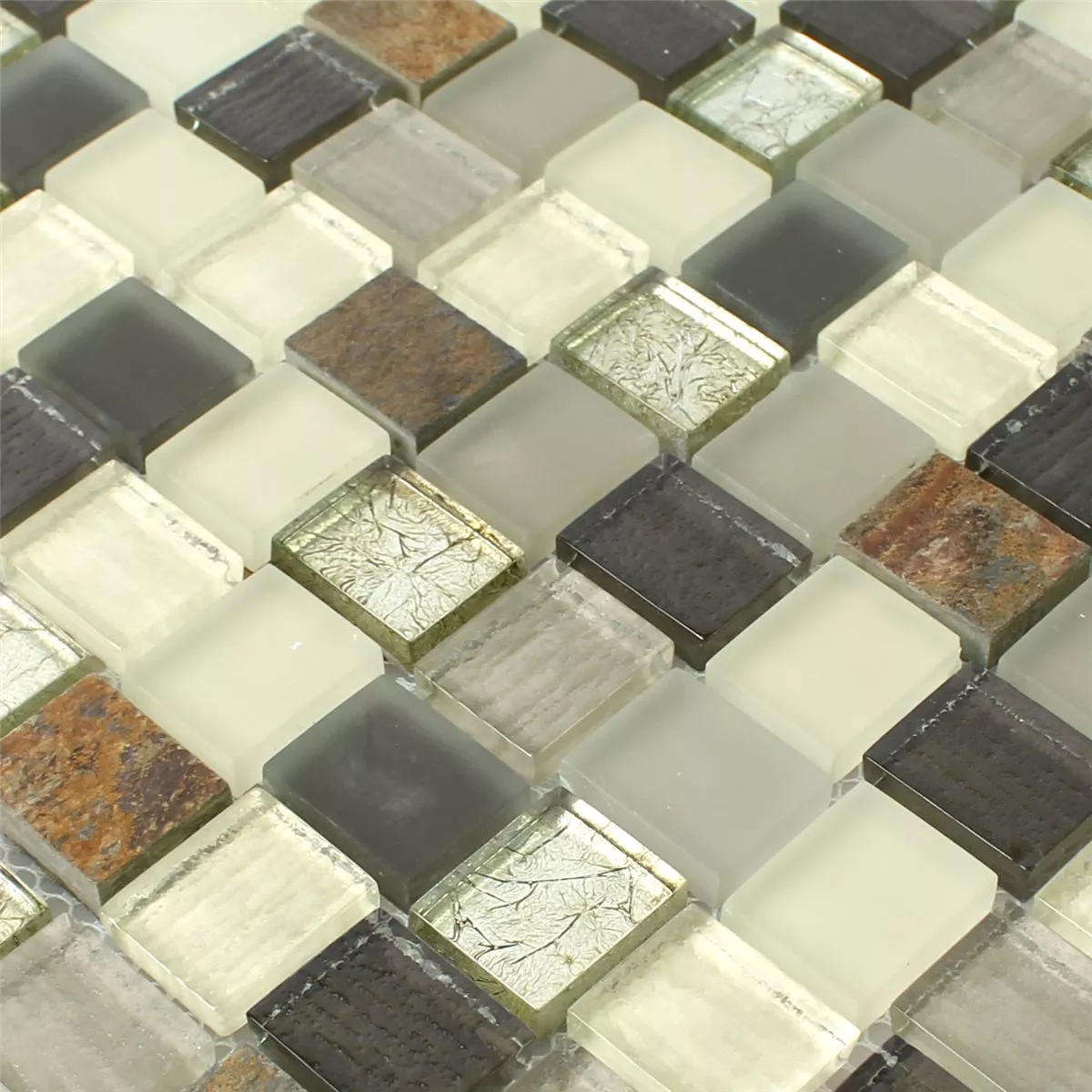Muestra Azulejos De Mosaico Cristal Piedra Natural Rustik