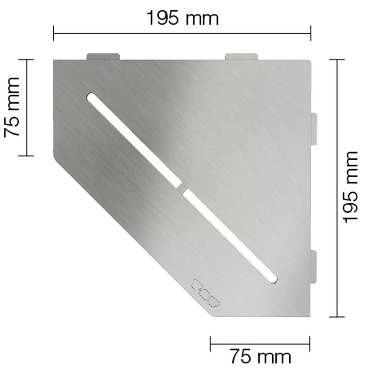 Estante de pared estante de ducha Schlüter 5 esquinas 19,5x19,5cm plata pura