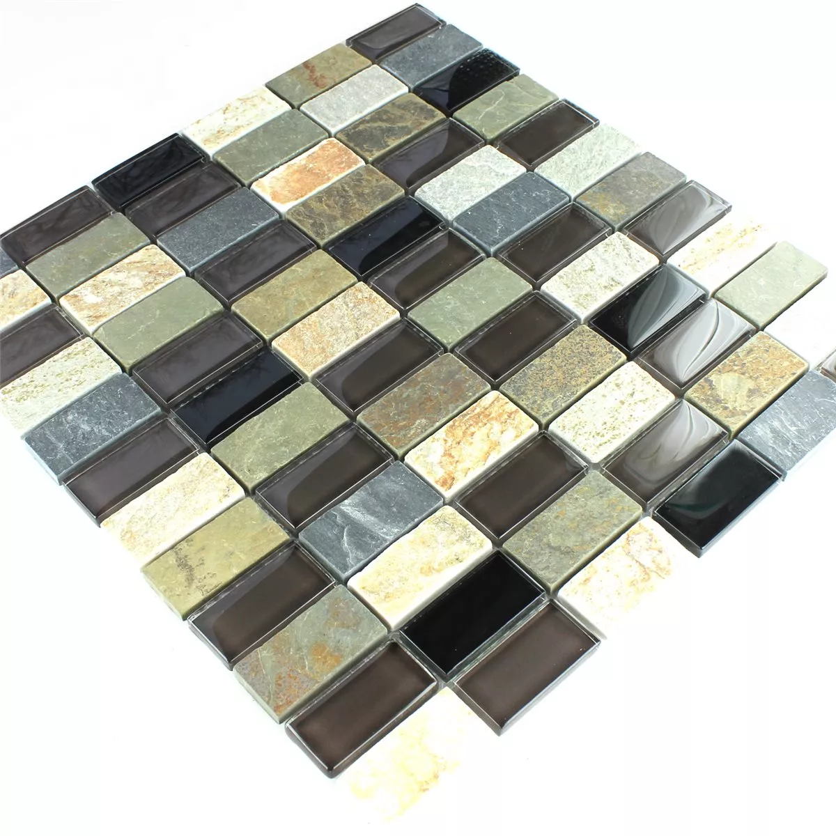 Azulejos De Mosaico Cristal Mármol Marrón Mezcla 25x50x8mm