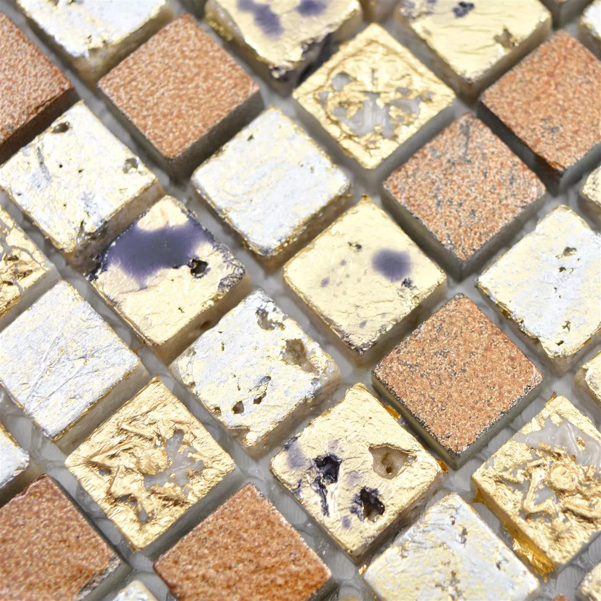 Piedra Natural Resina Azulejos De Mosaico Lucky Oro Bronce