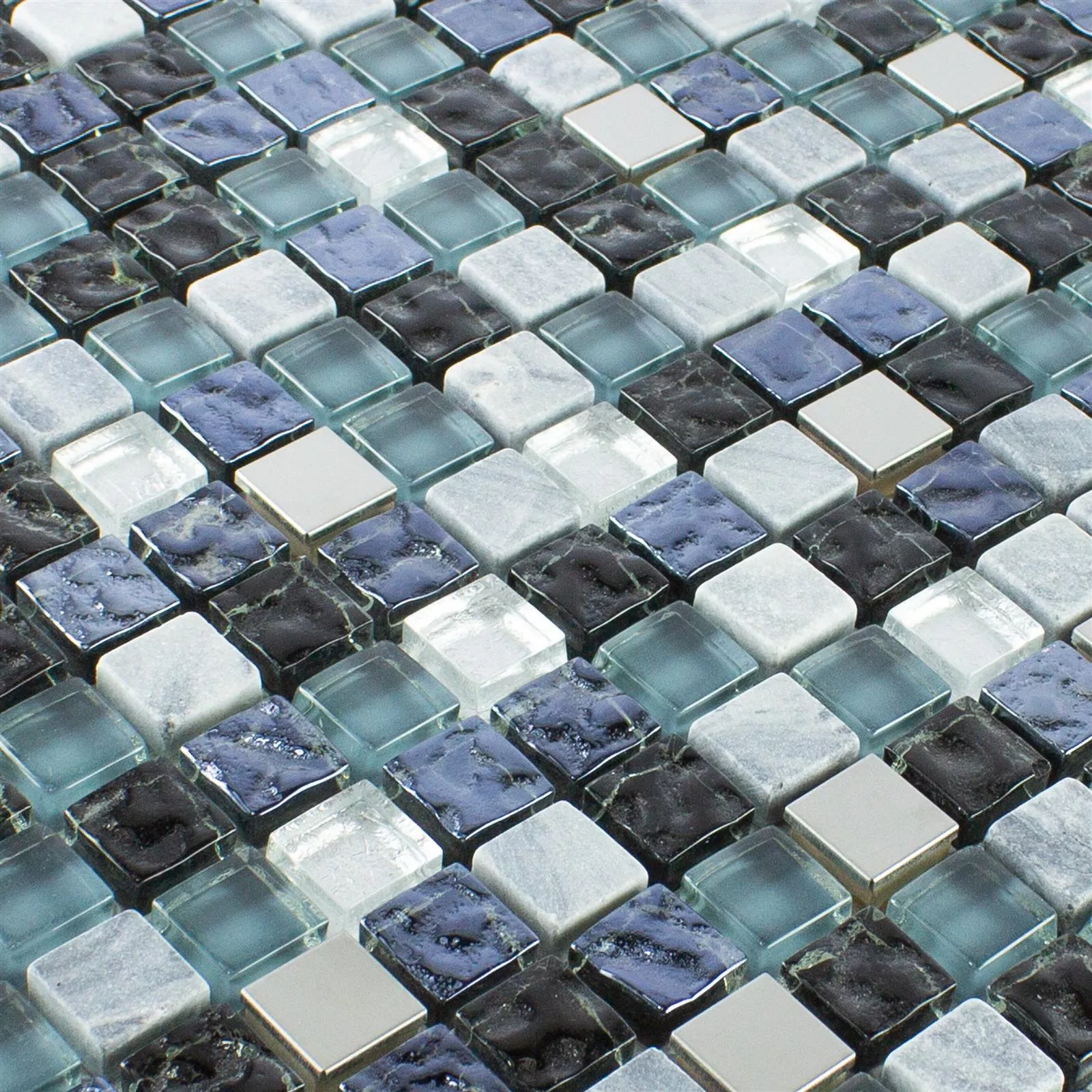Cristal Piedra Natural Acero Inoxidable Mosaico Dysart Gris Azul Plateado