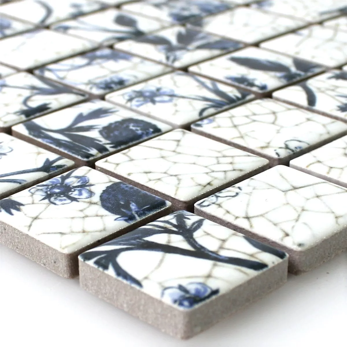Azulejos De Mosaico Cerámica Strawberry Blanco Azul Azulejos De Mosaico Cerámica Strawberry Blanco Azul