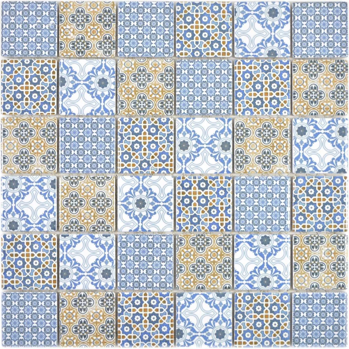 Cerámica Azulejos De Mosaico Daymion Aspecto Retro  Azul Marrón