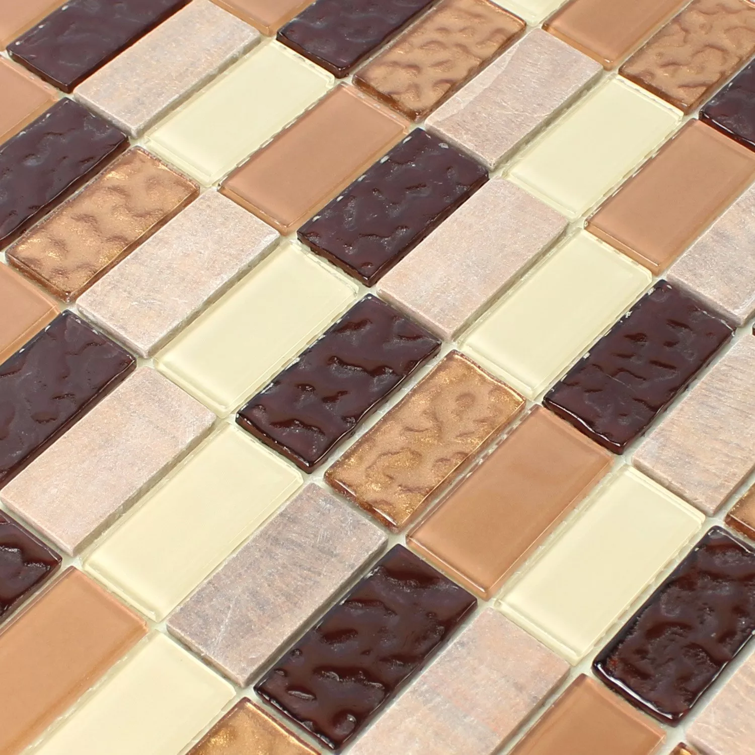 Autoadhesivoe Azulejos De Mosaico Beige Marrón Brick