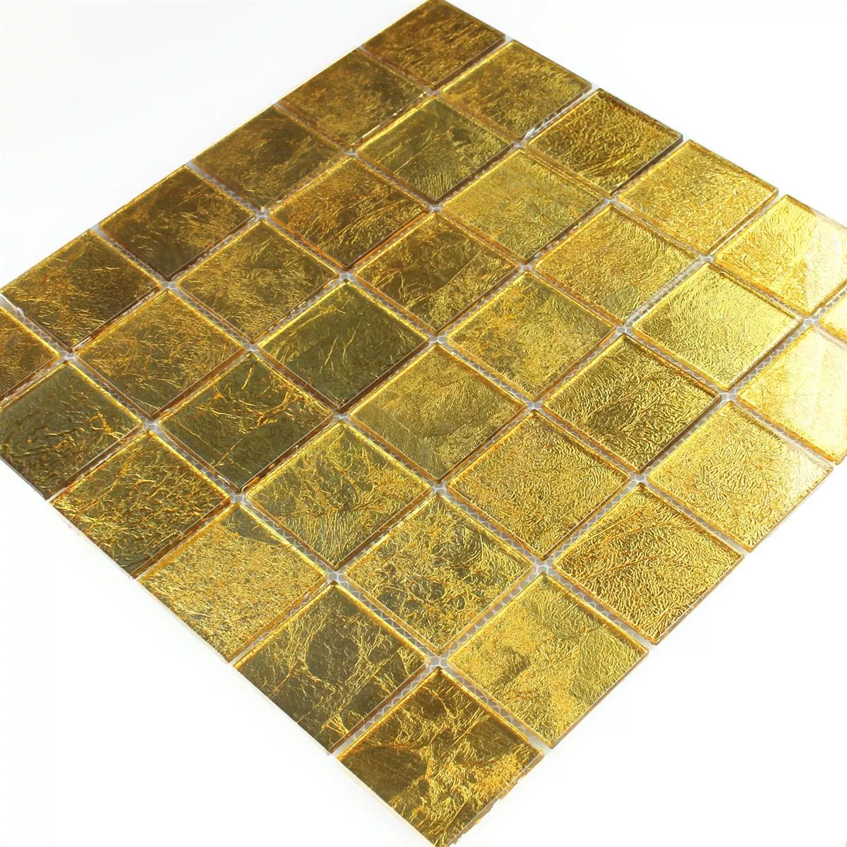 Azulejos De Mosaico Cristal Efecto Oro 48x48x4mm