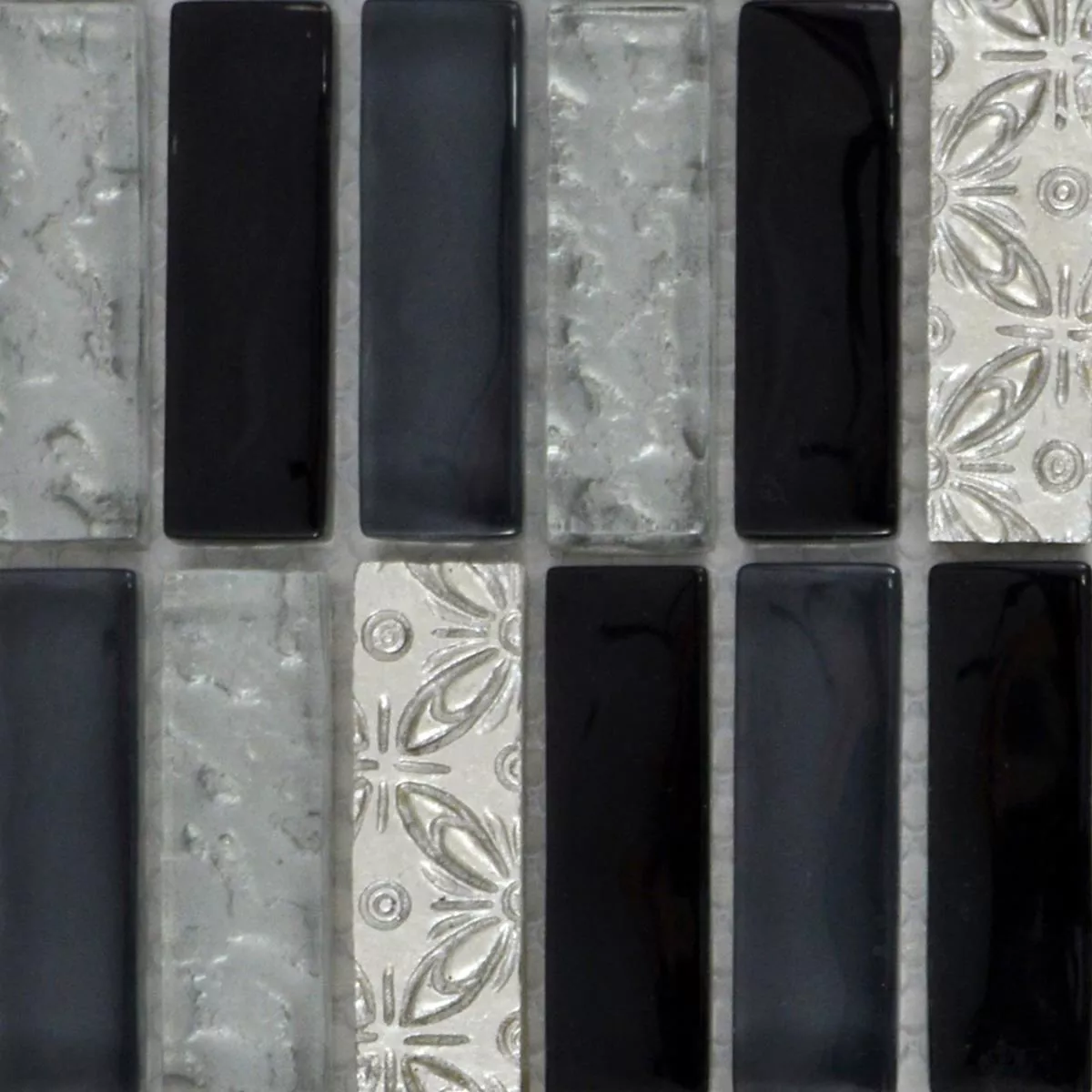 Muestra Mosaico De Cristal Azulejos De Piedra Natura Conchita Negro Plateado