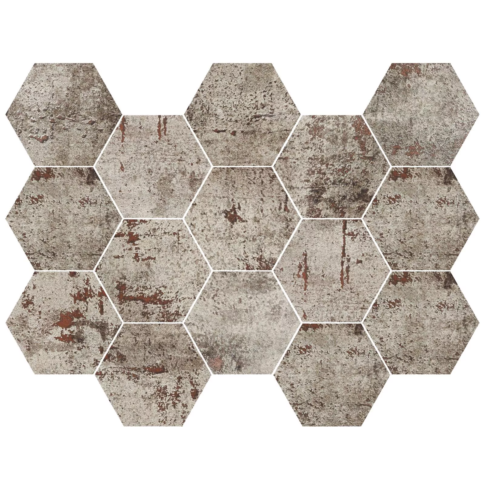 Azulejos De Mosaico Phantom Plateado Hexagonales Pulido
