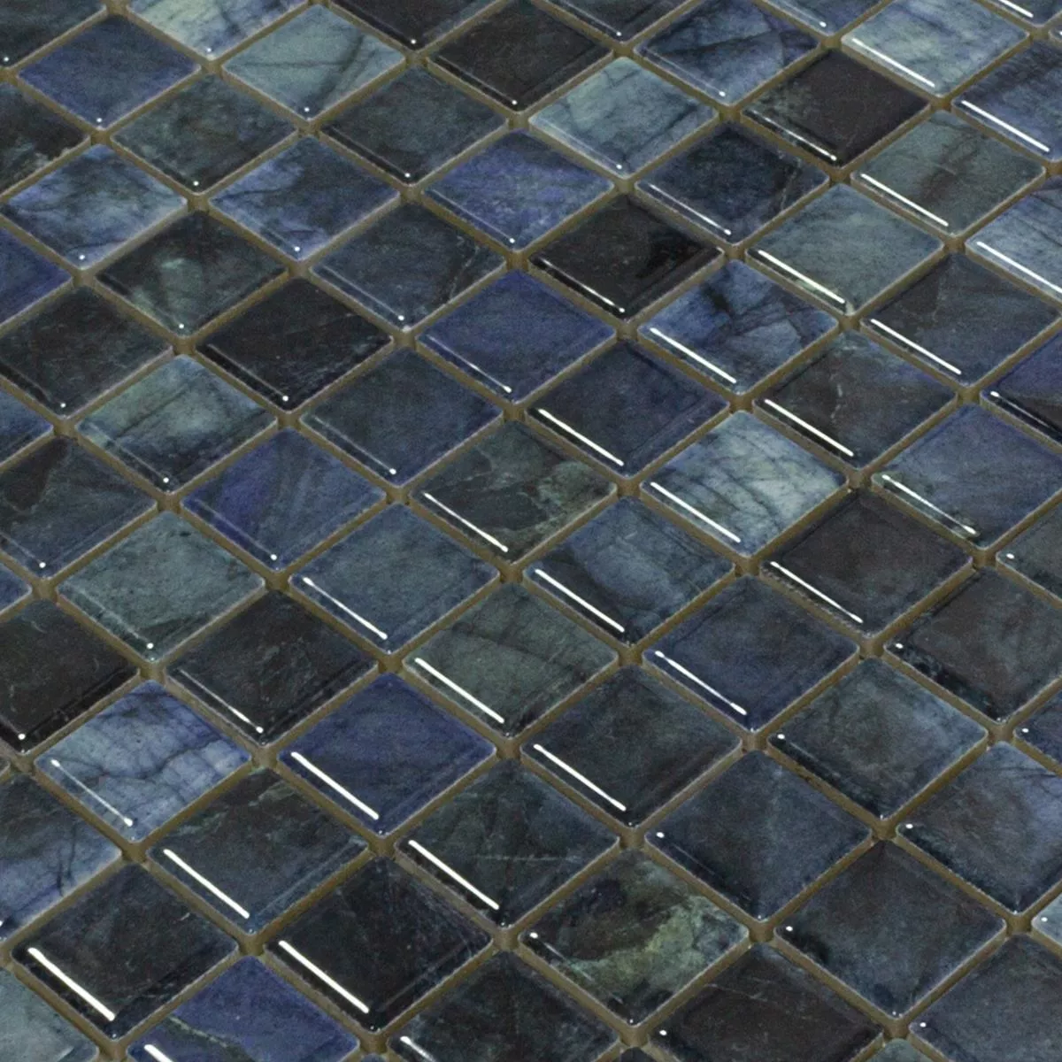 Mosaico Cerámico Azulejos Elysium Aspecto De Mármol Azul 23