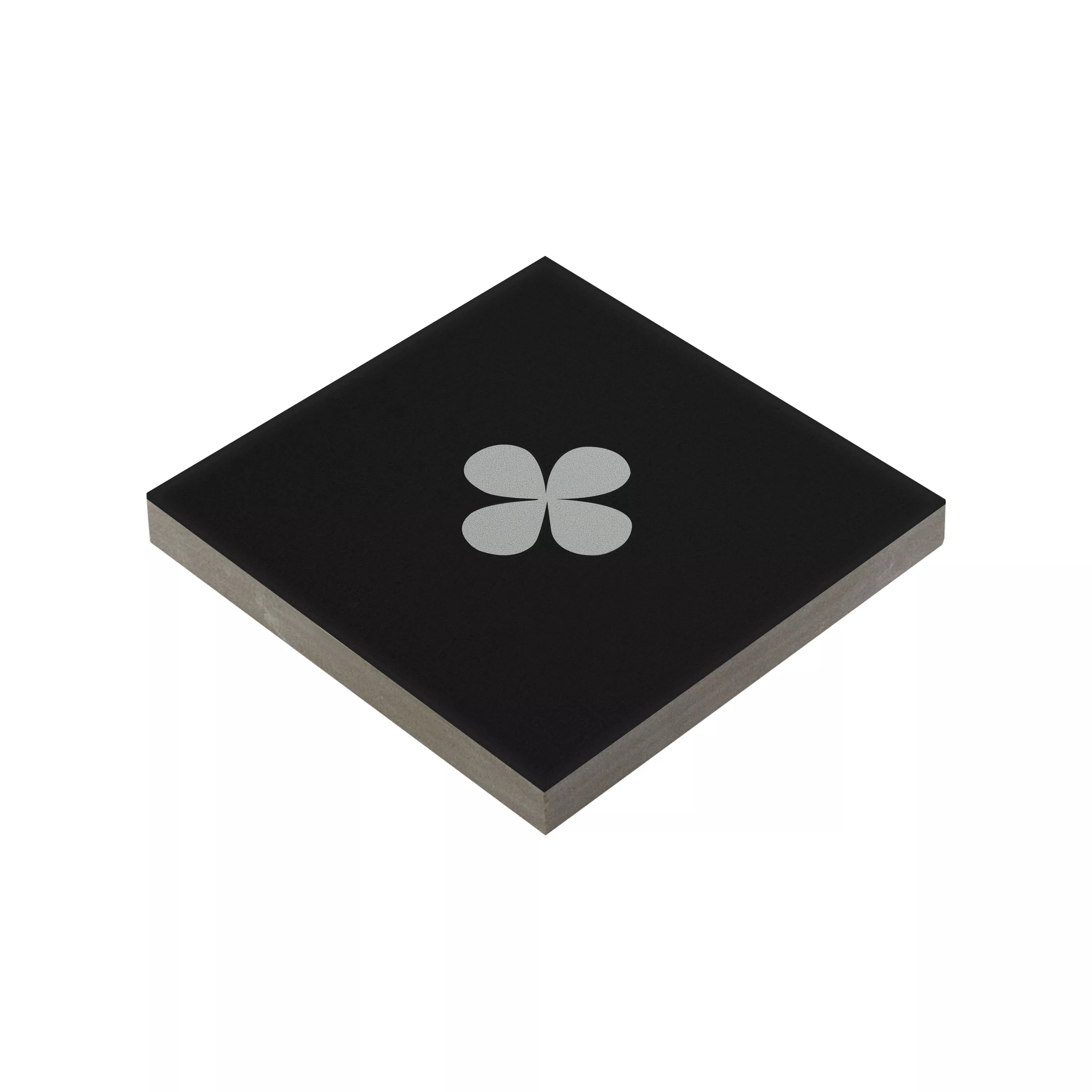 Azulejos De Gres Azulejos Genexia Negro Blanco Decor 1 Incrustación  4,6x4,6cm