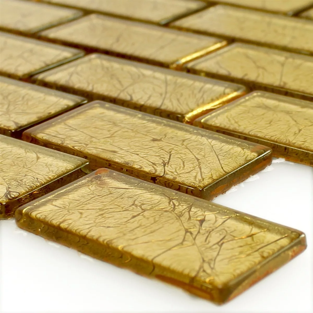 Mosaico de Cristal Azulejos Sophia Oro Brick
