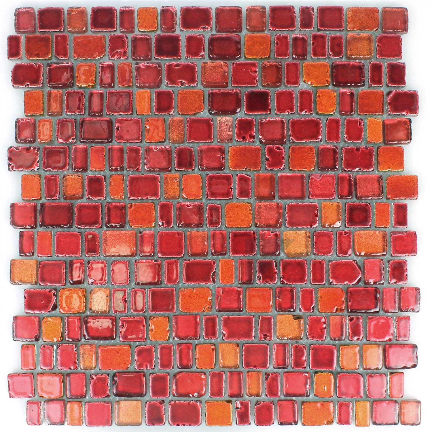 Muestra Azulejos De Mosaico Cristal Roxy Rojo Naranja