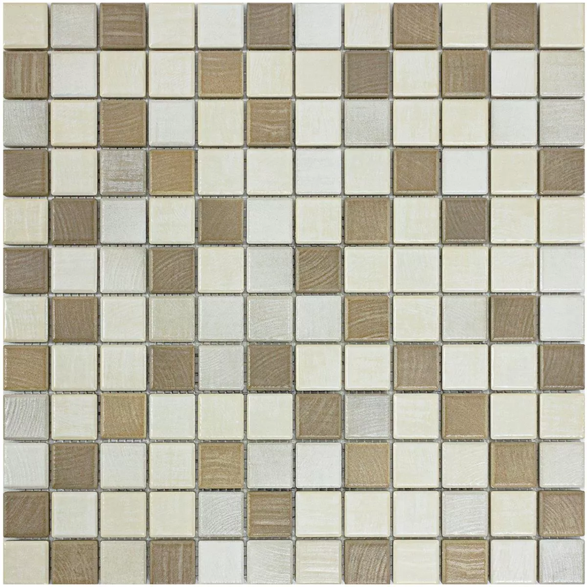 Mosaico Cerámico Azulejos Luminara Aspecto de Madera Marrón Beige