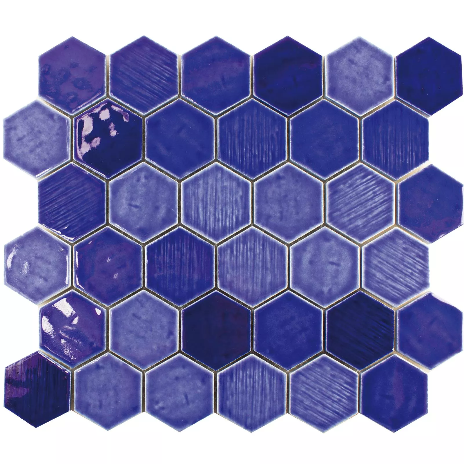 Cerámica Azulejos De Mosaico Roseburg Hexagonales Brillante Azul