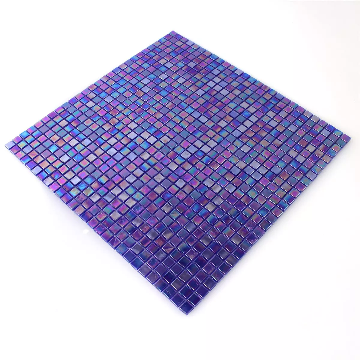 Muestra Azulejos De Mosaico Cristal Efecto Nacarado Azul