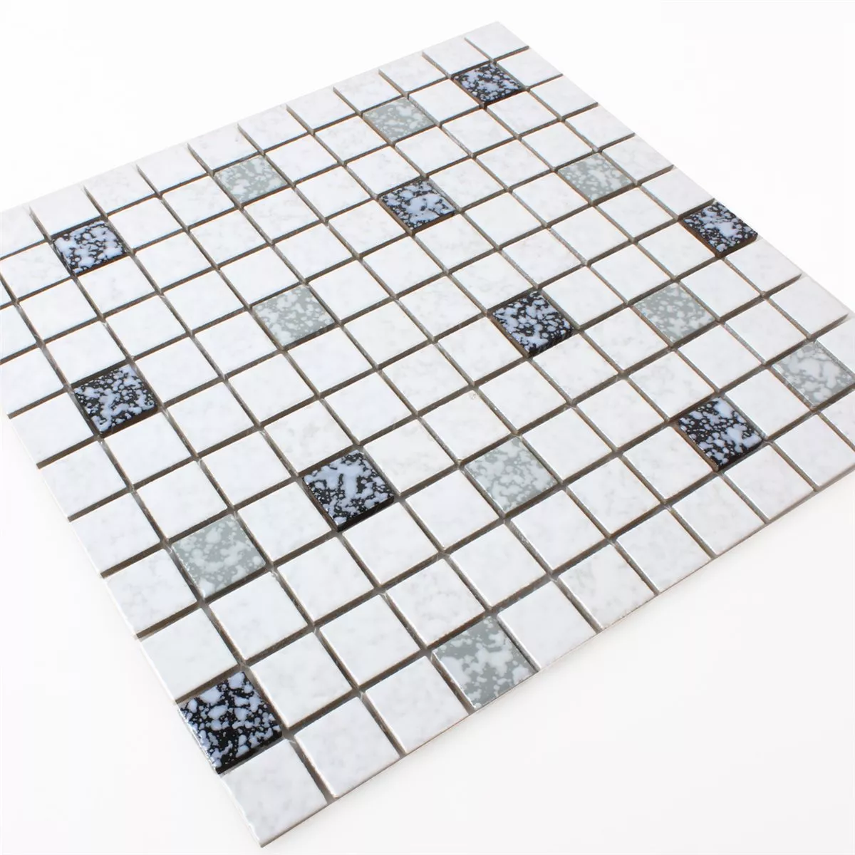 Muestra Azulejos De Mosaico Cerámica Blanco Negro Forjado