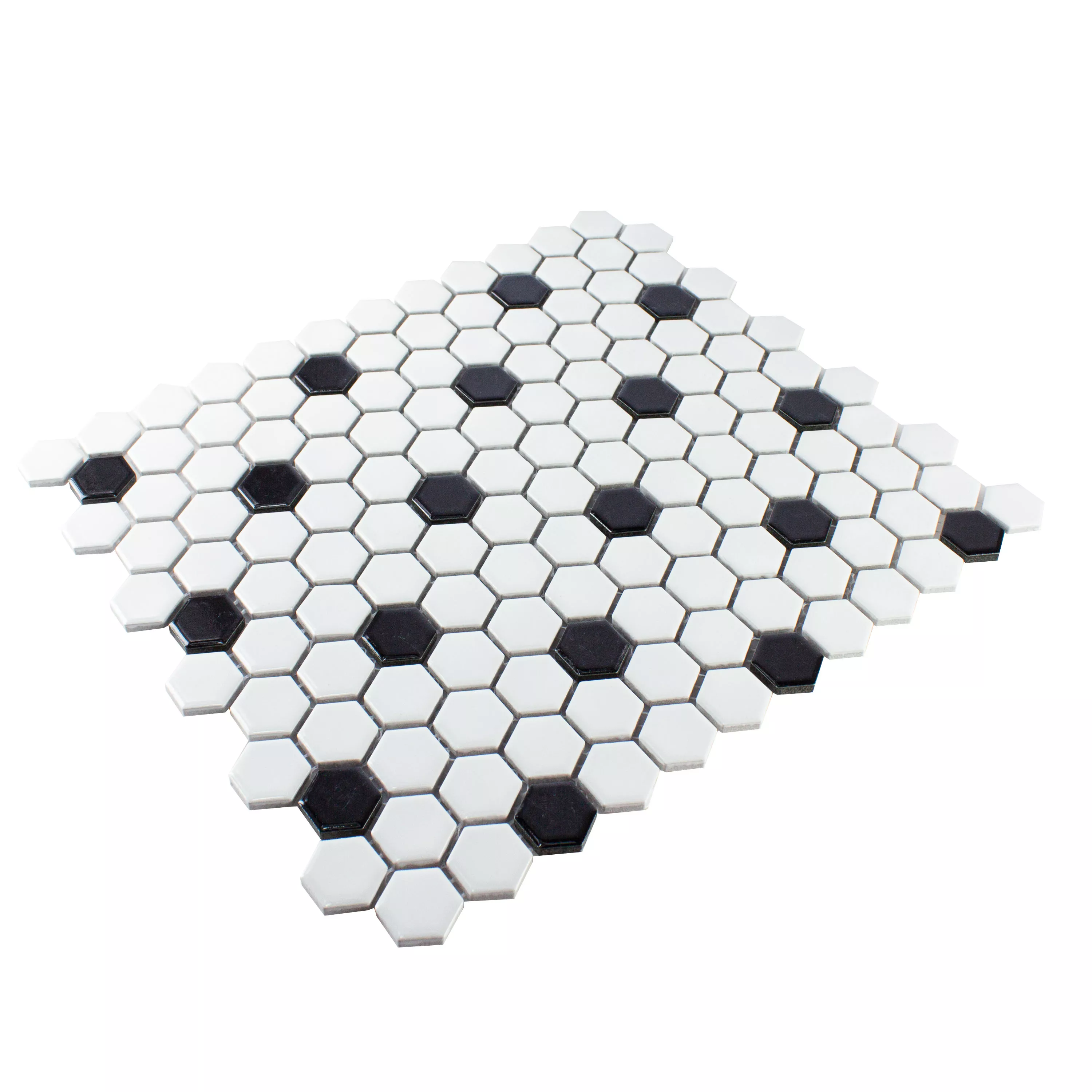 Cerámica Azulejos De Mosaico Hexagonales Chaplin Negro Blanco