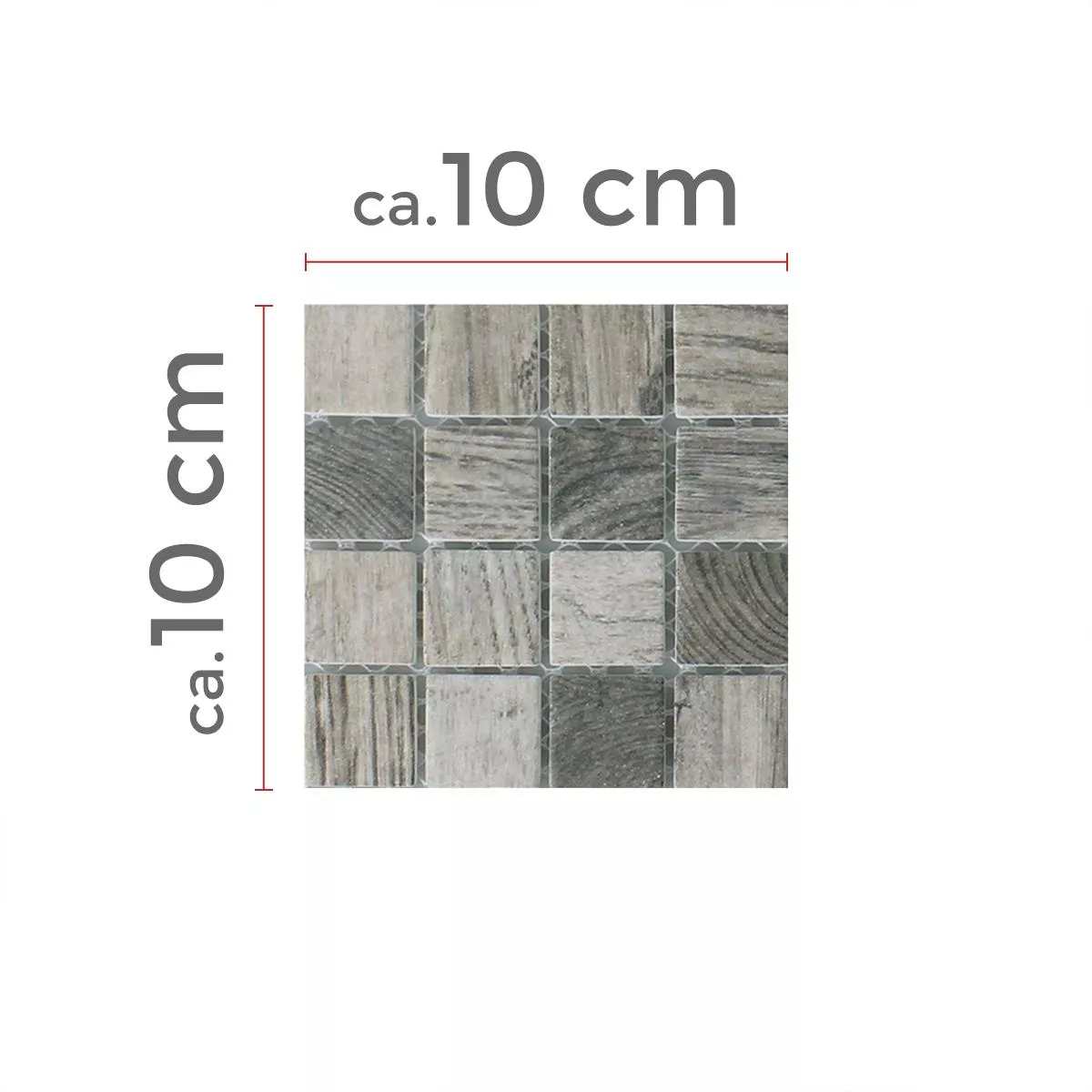 Muestra Azulejos De Mosaico Cristal Valetta Estructura De Madera Gris Beige