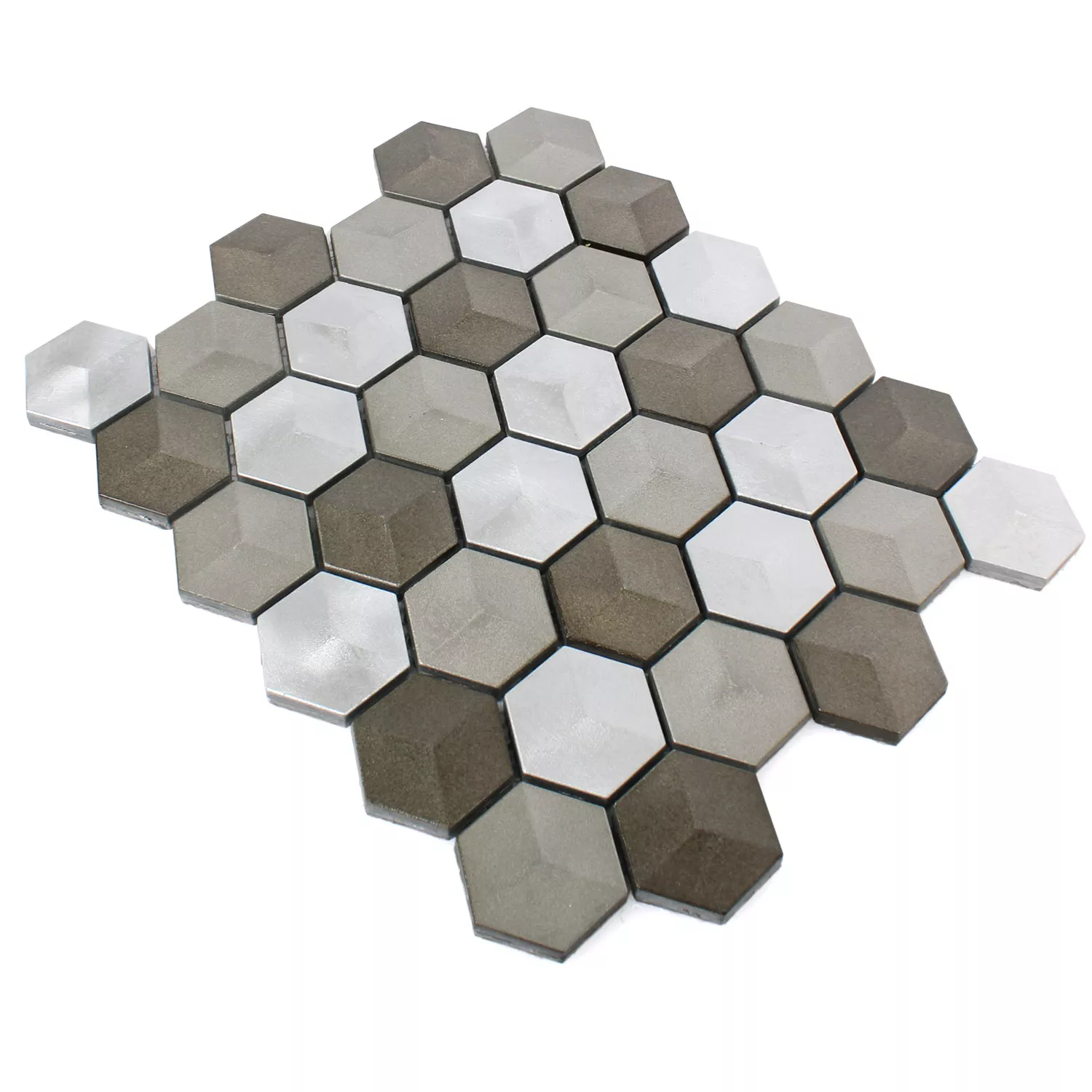 Muestra Azulejos De Mosaico Hexagonales Kandilo Marrón Plateado