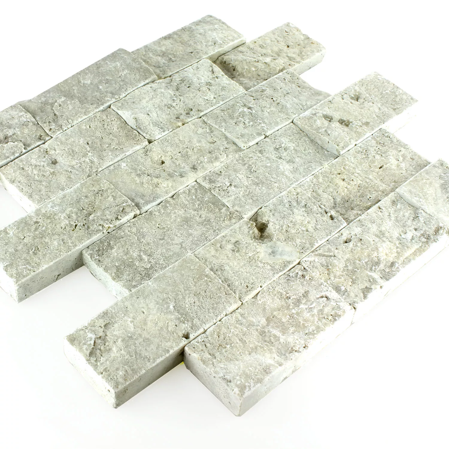 Muestra Azulejos De Mosaico Piedra Natural 3D Silver Brick