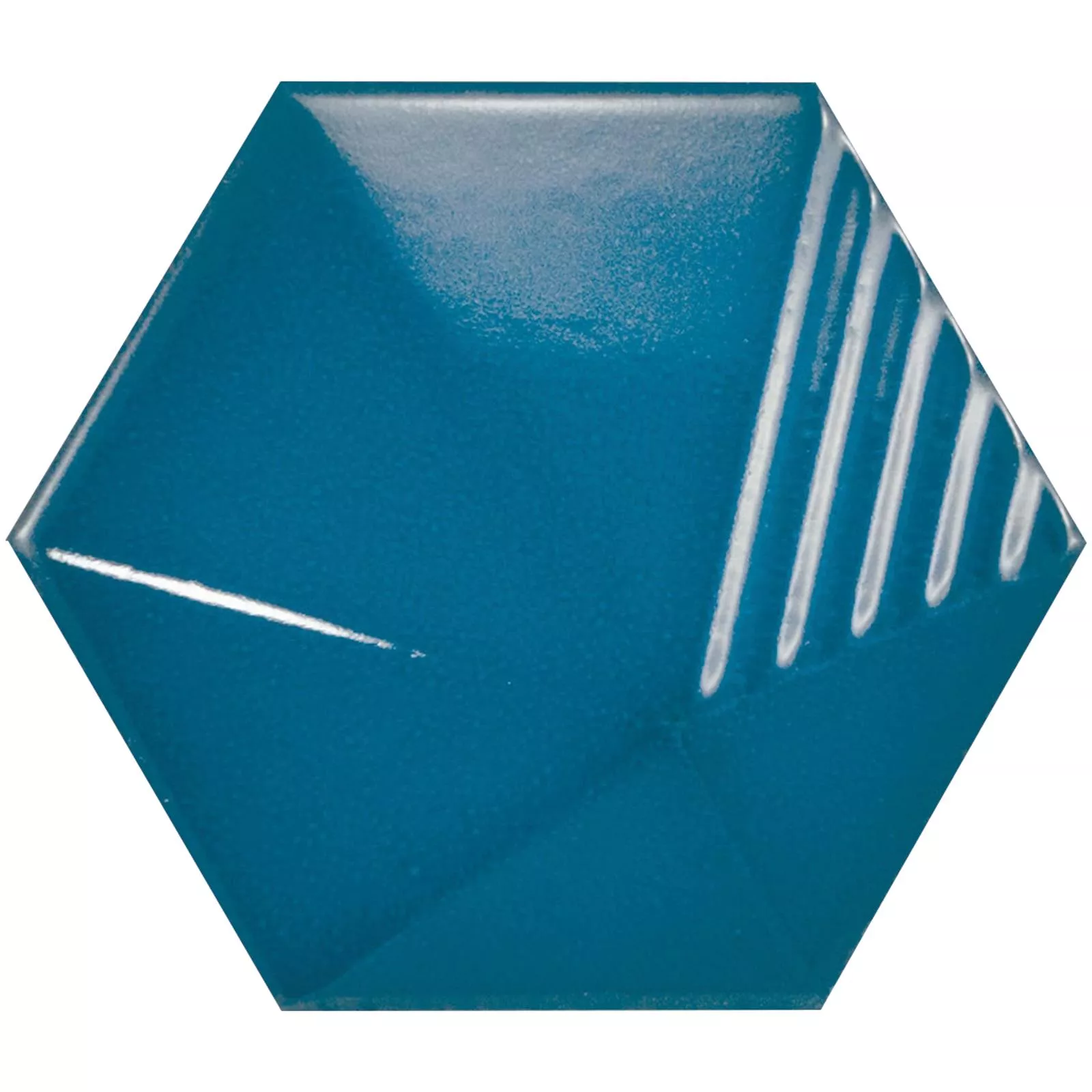Muestra Revestimientos Rockford 3D Hexagonales 12,4x10,7cm Azul