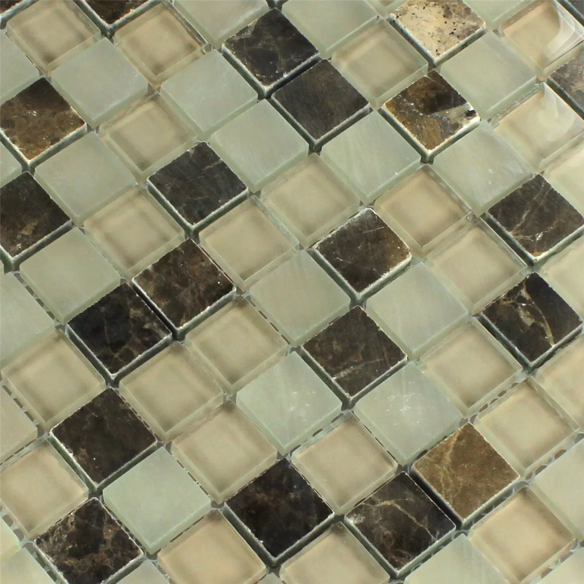Azulejos De Mosaico Cristal Mármol Quebeck Marrón 23x23x8mm