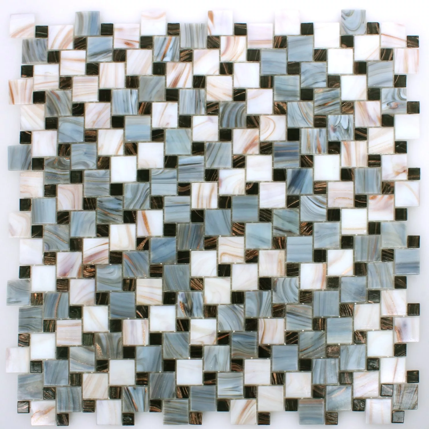 Muestra Azulejos De Mosaico Cristal Tahiti Gris Blanco