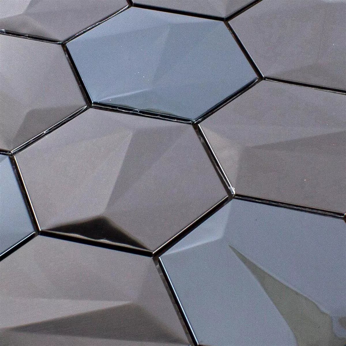 Muestra Acero Inoxidable Azulejos De Mosaico Durango Hexagonales 3D Marrón