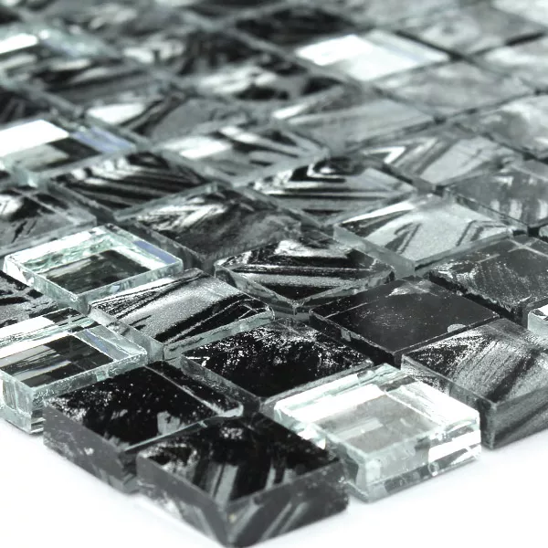 Mosaico De Cristal Espejo Gris Jaspeado 15x15x6mm