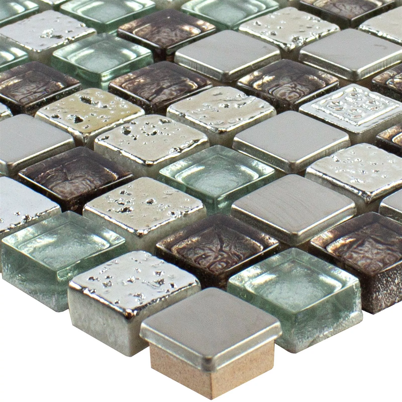 Cristal Resina Metal Azulejos De Mosaico Falco Marrón Plateado Cristal Resina Metal Azulejos De Mosaico Falco Marrón Plateado