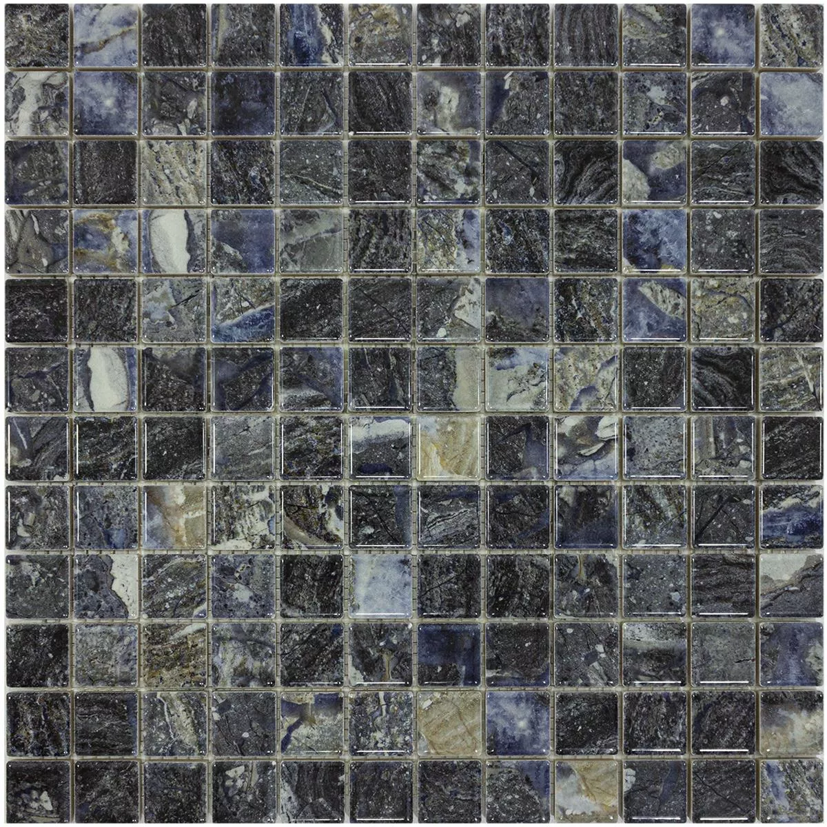 Mosaico Cerámico Azulejos Elysium Aspecto De Mármol Azul Oscuro 23