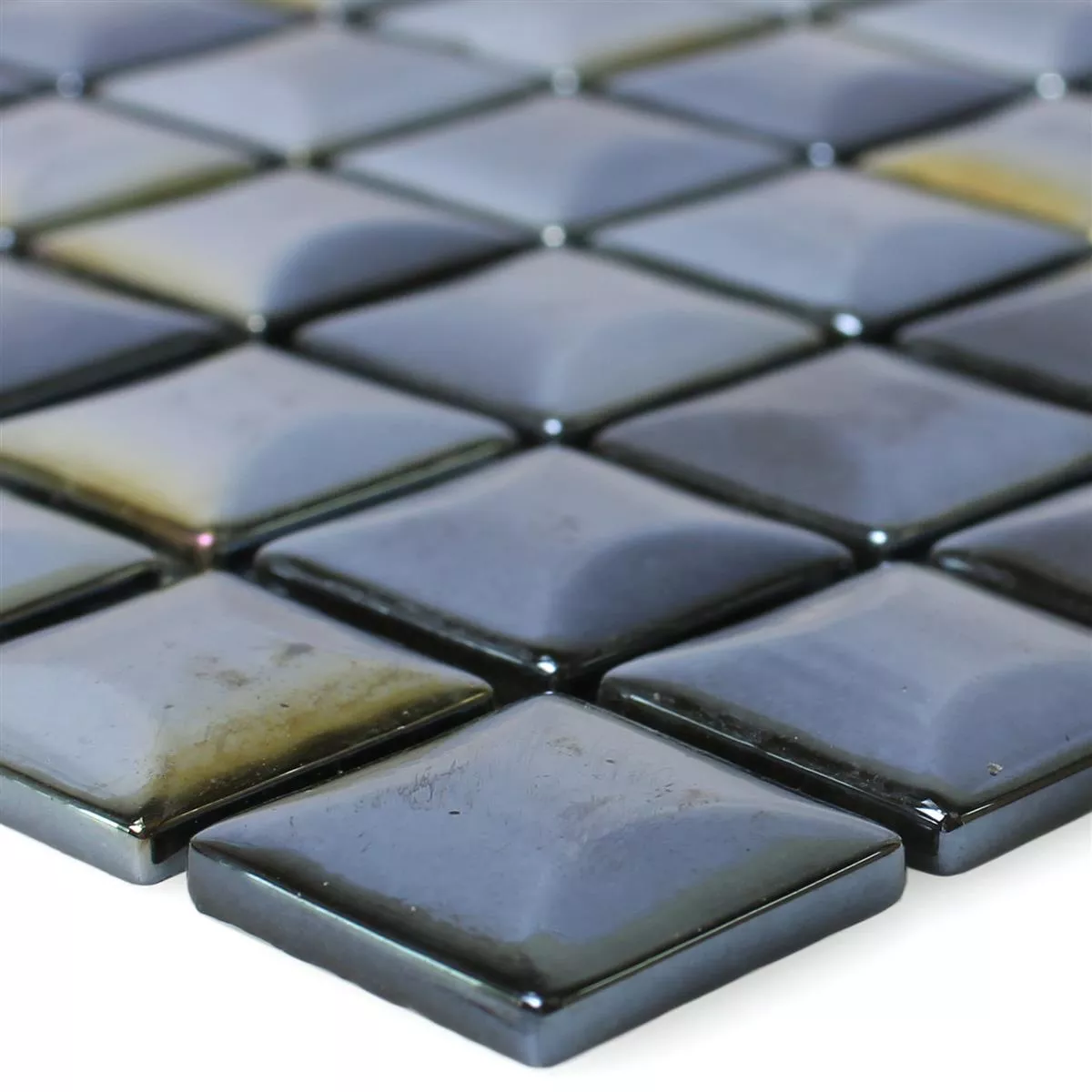 Muestra Mosaico De Cristal Azulejos Monrovia Negro 3D Metálico