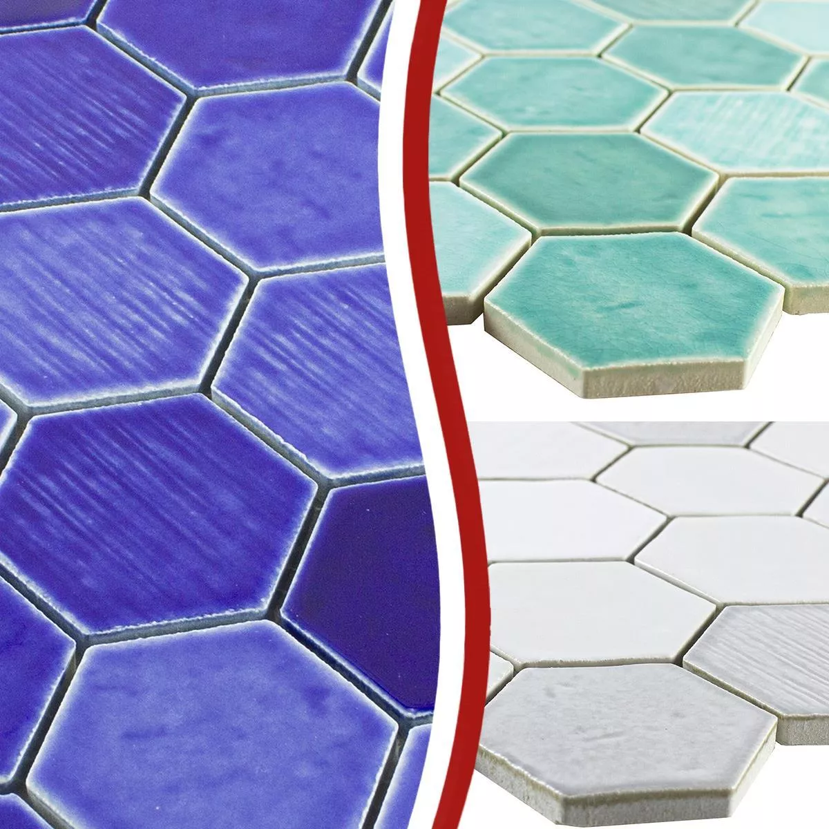 Cerámica Azulejos De Mosaico Roseburg Hexagonales Brillante
